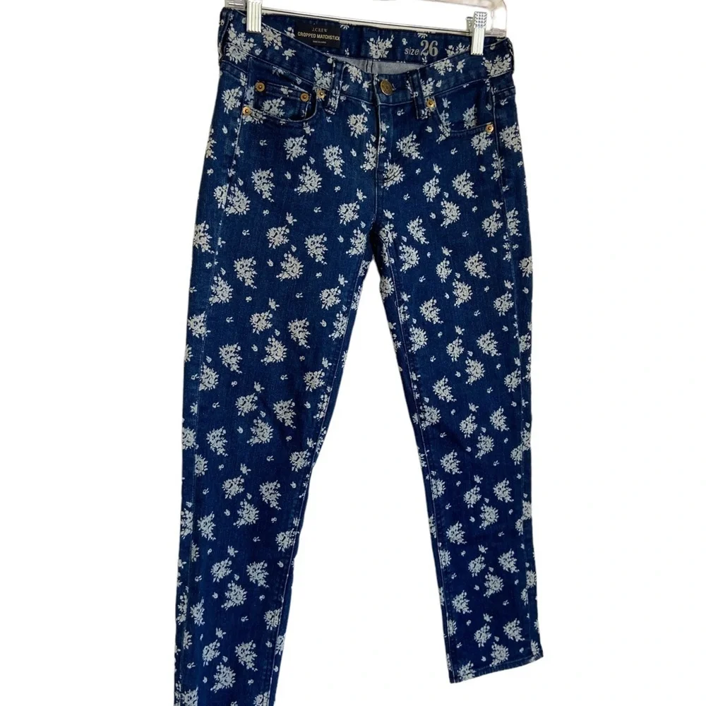 J. Crew Cropped Matchstick Floral Print Jeans